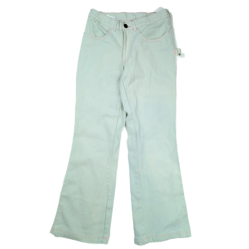 Fauxy Painter Regular Fit Green /Pink Stitching Flared Leg Jeans Women's Size 5